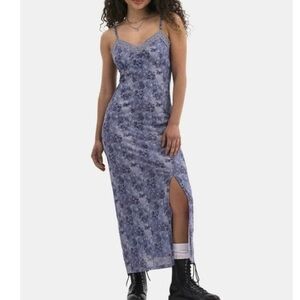 Floral Lace Trim midi dress